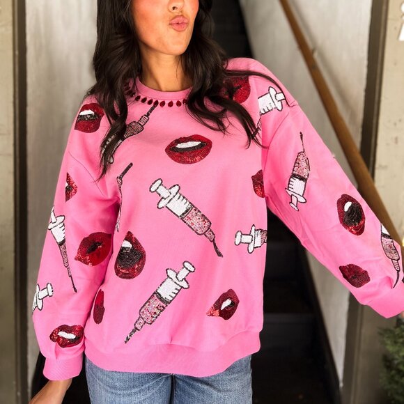 Pink Lip & Syringe Sweatshirt - Picture 1 of 3